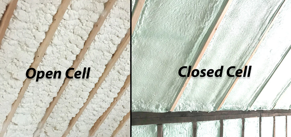 Comparison of open-cell and closed-cell insulation, focusing on moisture resistance.